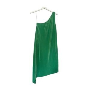 NWT DKNY Saty Lacno Women's One Shoulder Asymetrical Green Pleated Dress Small